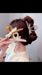 F4 Jepit Rambut Salon SUPER JUMBO 12.8cm Transparan Pita Warna Bubble Gum Bentuk Simpul HCT006