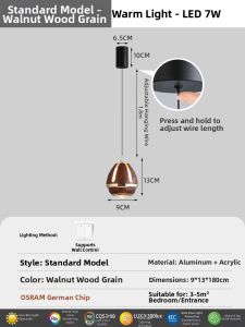 HUOQI | Vintage Walnut Colored Single Head Pendant Light
