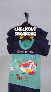 Setelan Baju bayi anak laki laki motif karakter PESAWAT HAPPY usia baby 3-15 bulan MAX BB 10 KG.
