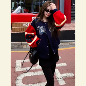 SHANGSHA | Unique Stylish Easy-match Colorblock Retro Style Jacket