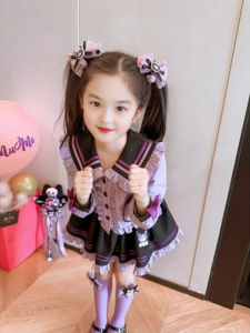Girls Outfit Set Spring Autumn New Childrens Jacket Little Kids School Uniform JK Clothes Baby Skirt Casual Regular Thickness
