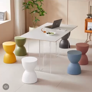 ●SG Stock● Hourglass Shaped Stool Plastic Modern Style Household Round Stool Waterproof Design Multipurpose for Bathroom and Fitting Room Dressing Stool Dining Stool Coffee Table Sofa Side Table Bedside Table Shoe Stool Entrance Stool Plants Stand