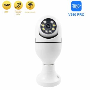 3MP E27 Bóng Đèn Camera Giám Sát 1080P Full Tầm Nhìn Ban Đêm Theo Dõi Con Người Zoom An Ninh Trong Nhà Wifi Camera IP Mini V360PRO