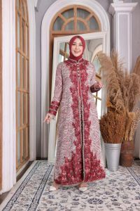 Gamis Wanita Andara Bahan Spider Santili Plus Bordir Bagian Dada Dan Lengan