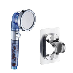 New 3-mode Negative Ion Booster Filter Shower Head One-button Water Stop Handheld Water-saving Bathroom Accessories Set