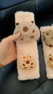 1pc Cute Cartoon Bow Bear Car Seat Belt Cover Imitation Rabbit Fur Auto Seatbelt Safety Shoulder Pad Soft Plush Protector