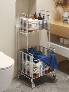 Aesthetic Movable Double-Layer Large-Capacity Toilet Side Storage Rack