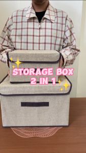 Kotak Penyimpanan Serbaguna Dengan Tutup Storage Box 2 in 1 Tempat Penyimpanan Multifungsi / Box Multifungsi Penyimpanan Baju Mainan Praktis