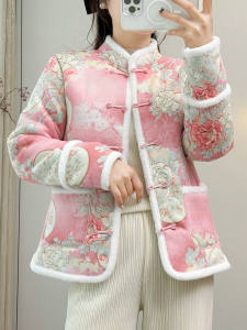 New Chinese Style Thickened Cotton Jacket Womens Winter New Arrival Retro Tang Costume Buttoned Coat Straight Cut Online Exclusive