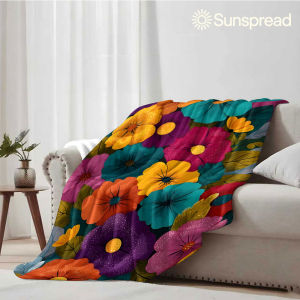 colorful bold floral Soft Warm Flannel Blanket Lightweight Cozy Christmas Halloween Home Decor Room
