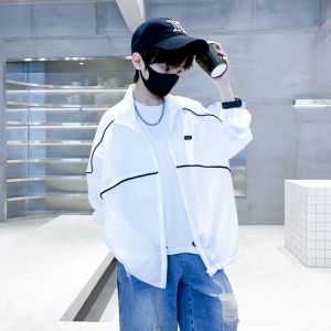 Áo Khoác Chống Nắng Mỏng Thời Trang Mùa Hè Cho Bé Trai Áo Khoác Ngoài Thường Ngày Cổ Tròn Không Mũ Vải Polyester 100%