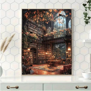 Library Flowers Chandelier Table & Chairs Books Puzzle 500pcs/1000pcs Adult Puzzle - Interactive Family Game College Room