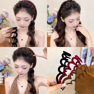 Upgraded Flocked Wavy Toothed Hairband for Women High Skull Headband Face Wash Makeup Messy Hair Hairpin