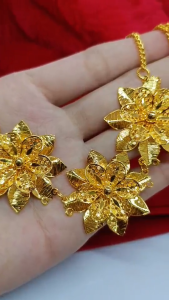 COD Kalung Hijab Titanium liontin Bunga Terbaru Necklace Dubai Xuping Perhiasan lapis Emas 24k Wanita Motif Aksesoris