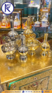 ✨ ชุดกรวดน้ำทองเหลือง/ชุดหยาดน้ำทองเหลือง (เงิน/ทอง) | คลังนานาธรรม สังฆภัณฑ์