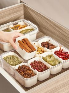 Food Grade Spice Organizer Box Kitchen Portable Divided Seasoning Separator Box ness Preservation Odor Proof