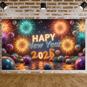 2026 Happy New Year Banner Night Glittering Design for Christmas Photography Decor Celebrate Party Family Poster Photo Studio