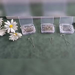 1Box 50Pcs Alloy Pins Transparent Diamond Pin DIY Wedding Bouquet Pins Stitching Needles Plastic Box Sewing Accessories