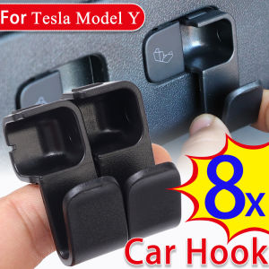 8PCS 2024 New Car Hidden Trunk Hook for Tesla Model Y Embedded Umbrella Luggage Bag Hook Space Saving Car Storage Accessories