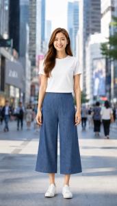 Women’s Linen Wide-Leg Pants 9/10 Length High Waist Loose Fit | Plus Size Casual Pants | Lightweight