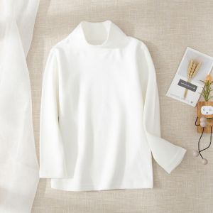Childrens Clothing Autumn and Winter Childrens Boys and Girls Tops Fleece-lined Keep Warm and Emit Heat Half Turtleneck Bottoming Shirt T-shirt Breathable Thickening