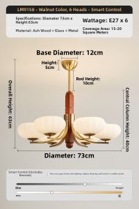 FANZHEN | Vintage French Style Wooden Glass Eye-protection Designer Pendant Light
