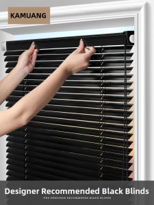 KAMUANG | Black Light-blocking Waterproof Easy-installation Bathroom and Office Aluminum Alloy Blinds