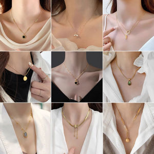 Titanium Steel Necklace Womens Luxury Fashion Pendant Fresh out Lockbone Chain Jewelry Korean Style Fresh out Necklace