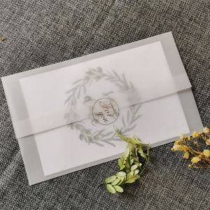 Retro Mori Style Trendy Translucent Parchment Paper Boundless Wedding Invitations and Announcements Packaging Invitation Letter Tracing Paper Waist Seal Envelope