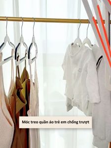 Set 10 móc quần áo trẻ em chống trượt chất liệu nhựa ABS cao cấp móc treo thép xoay 360 độ Akii Home MT27