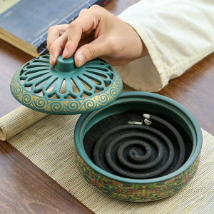 Ceramic Mosquito Coil Stove Large Flower Mosquito Coil Holder Creative Home Aromatherapy Sandalwood Stove Home Decoration