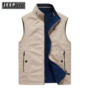 Jeep tinh thần 1941 estd mùa xuân và mùa thu hai mặt mặc vest cho nam giới tinh khiết Bông Mỹ Quần áo bảo hộ Áo khoác ngựa giải trí ngoài trời câu cá bên ngoài mặc Kam Vai Áo Khoác