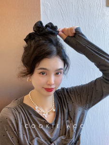 French Style Cookie Hair Ties Black Large Elastic Hair Bands Womens Fashionable Hair Accessories Volume Boosting Bun Headbands