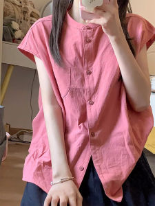 QINWEIYU | Dopamine Pink Short Sleeve Lightweight French Style Blouse