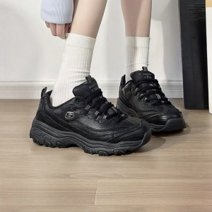 Skechers | Skechers Womens Panda Shoe Thick Bottom Heightening Dad Casual Lightweight Fashionable Trendy Sports Shoes Low Top Lace up All Terrain Regular Fit Leather Synthetic Upper EVA Midsole Rubber Outsole