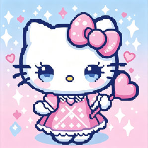 Takara Tomy | DIY 5D Diamond Painting Sanrio Cute Pixel Character Art Hobby Craft for Home Wall Decor Ideal Gift for Art Lovers