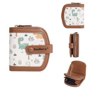 Baellerry | Baellerry Cute Dinosaur Coin Purse for Kids Casual Embroidery Womens Wallet Cartoon Print Card Holder Multi-Slot Short Clutch