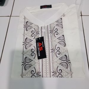 Ar-Rohman Store21/Baju Koko Bordir Lengan Pendek Motif Warna/Baju Koko Murah Katun Mikro Adem
