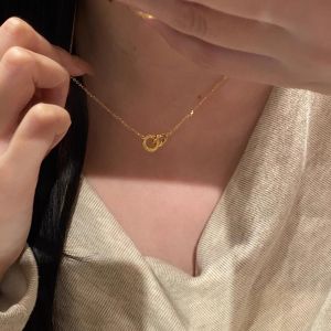 Titanium Steel Colorful Non-fading Ultra-shiny 18K Interlocking Ring Necklace Luxury Design Sensation Clavicle Chain Womens Necklace