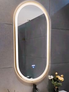 3Color Smart Bathroom Mirror Northern European Style Barber mirror Modern Bathroom Decorative Wall Mounted Intelligent LED Mirror Smart Bathroom Mirror With Light