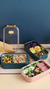 Stainless Steel Lunch Box set Double Layer Lunch Box 304 Stainless Steel Airtight Bento Box Bekas Makanan Bekal 双层饭盒 午餐盒
