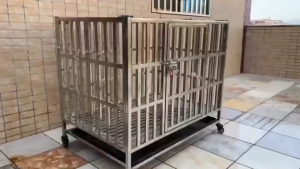 【COD】Stainless steel dog cage Dog house Dog cage with toilet indoor medium and large dog cage with food bowl indoor foldable dog cage cat cage collapsible stainless steel kennel