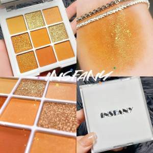 Insfany Sunset Red Brown 9 Grid Eye Shadow Palette Matte Pearl Eyeshadow Sugar Orange Color Makeup for All Skin Types
