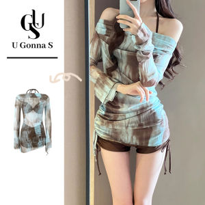 ชุดว่ายน้ำบิกินีชุดสวมใส่ชายหาด3ชิ้นสุดเซ็กซี่สำหรับผู้หญิงเอวสูงแฟชั่นน่ารักยืดได้ลายดอกไม้สไตล์ใหม่