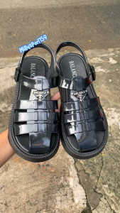 Sandal Cewek Karet Empuk Viral Sepatu Selop Ban 2 Tali Belakang Trendi Gladiator