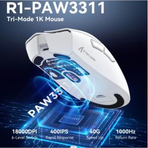 ATTACK SHARK | ATTACK SHARK R1 Tri-Mode Gaming Mouse PAW3311 18000DPI 59g Lightweight 400IPS 40G Acceleration 1000Hz Polling Rate