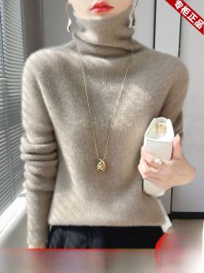 Erdos Thickened 100 Pure Wool Womens Autumn Winter High Collar Loose Neck Bulky Knitwear Warm Commute Style Long Sleeve