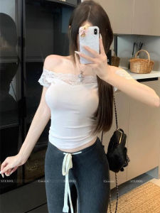 Áo Thun Tay Ngắn Ôm Vừa Vặn Phong Cách Hàn Quốc Ngọt Ngào Có Chi Tiết Ren Một Bên Vai Mùa Hè Mới Cho Nữ Áo Thun Cotton Thường Ngày