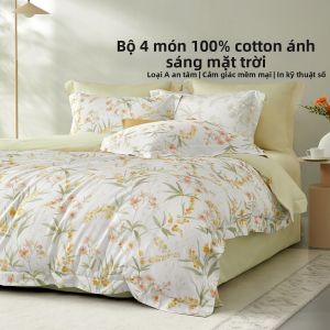 Mercury | Bộ Đồ Chăn Ga Gối Cotton Sạch In Hình Mềm