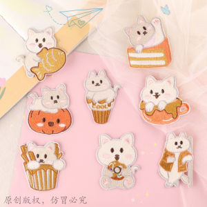 Cute Cartoon Cat Fabric Patches Self-Adhesive Embroidery DIY Clothes Pants Shoes Hats Decorations Hole Repair Accessories
